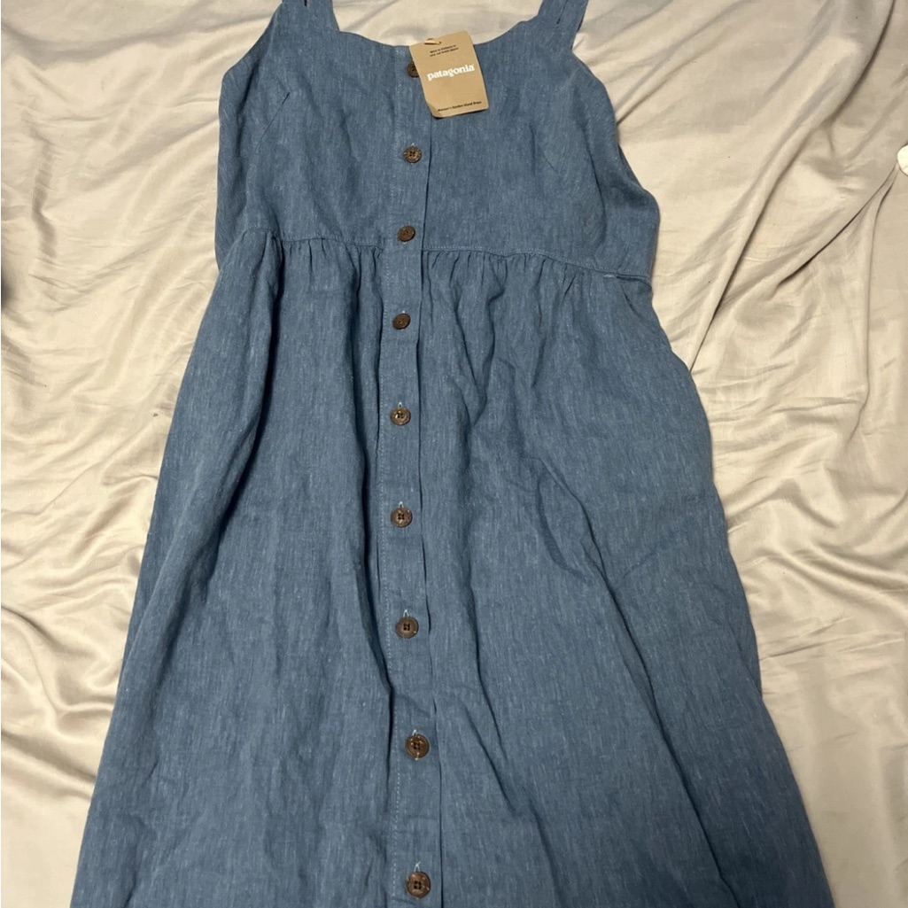 Patagonia Blue Button-Down Casual Garden Island Dress